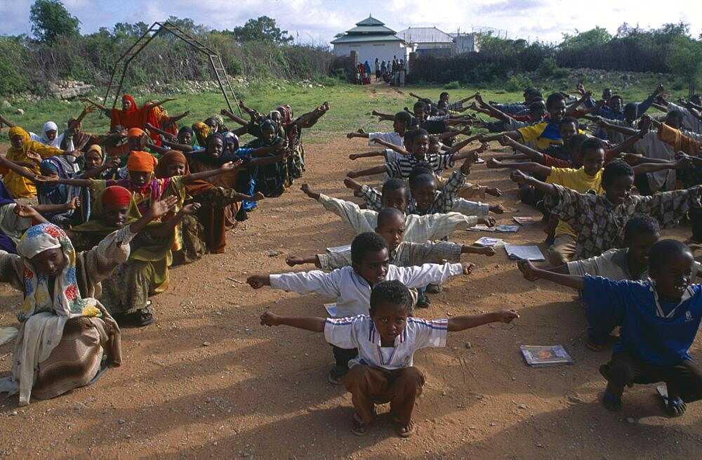 SOMALIA  Baidoa Morning assembly at Dr Ayub Primary School.