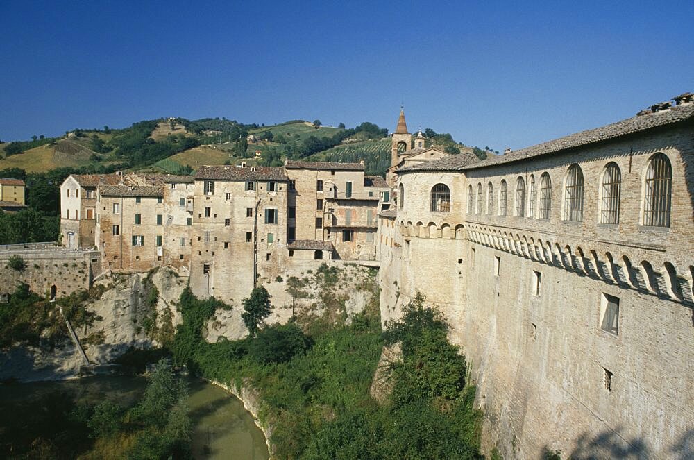 ITALY Marche Urbino Palazzo Ducale exterior walls  built for Duke Federico da  Montefeltro the ruler of Urbino between 1444 and 1482.