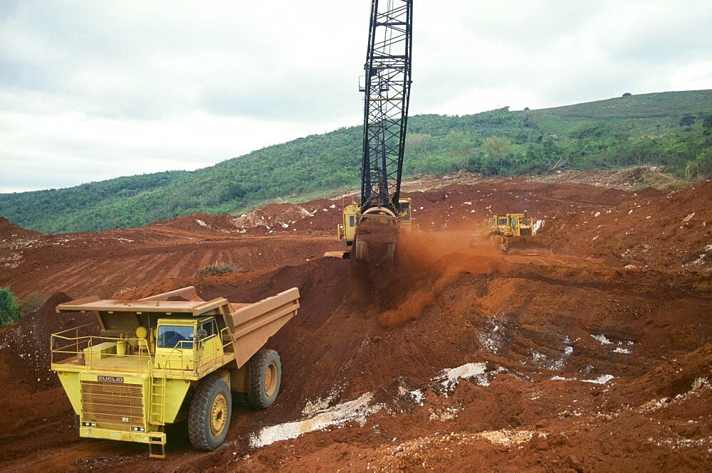 WEST INDIES Jamaica Mandeville Machinery at work in Bauxite mine Quarry