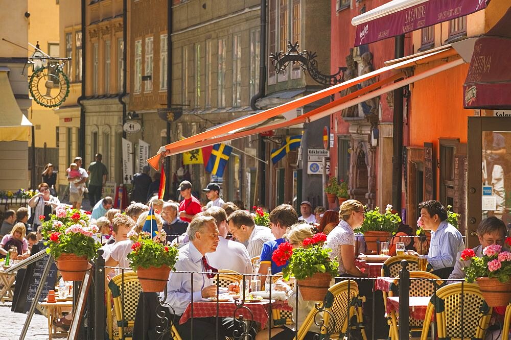 SWEDEN  Stockholm Restaurant in Stortorget in the heart of Gamla Stan  the historic quarter of the city.  Stockholm Sweden Scandinavia travel dining summer Northern Europe Swedish