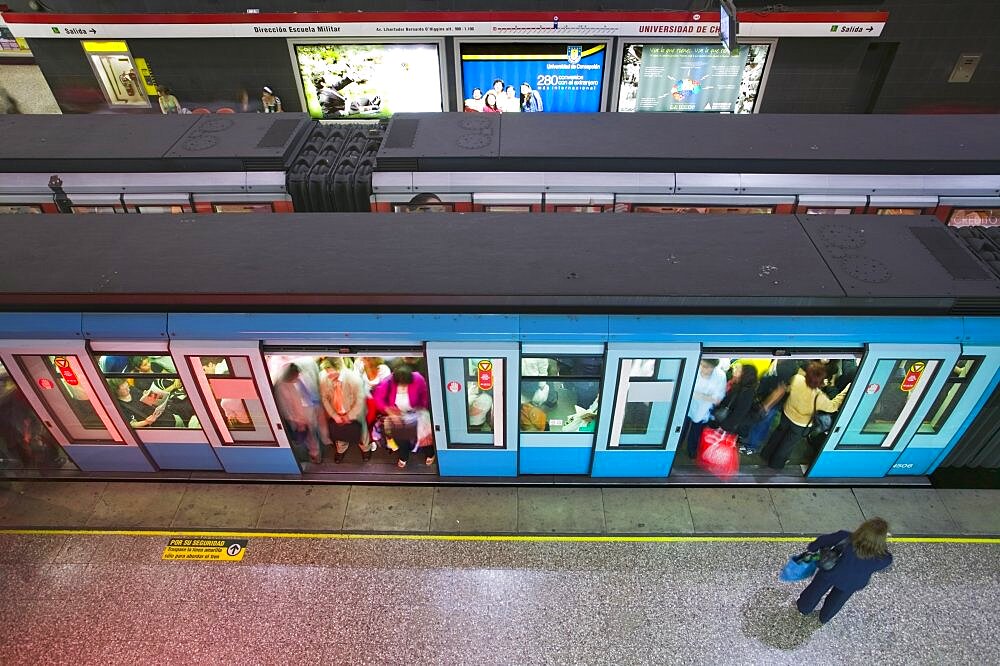 CHILE  Santiago Universidad de Chile metro station. Travel Tourism Holidays Transport Santiago South America Metro Train Latin America Commuters Commuting Chile American Chilean Hispanic Latino