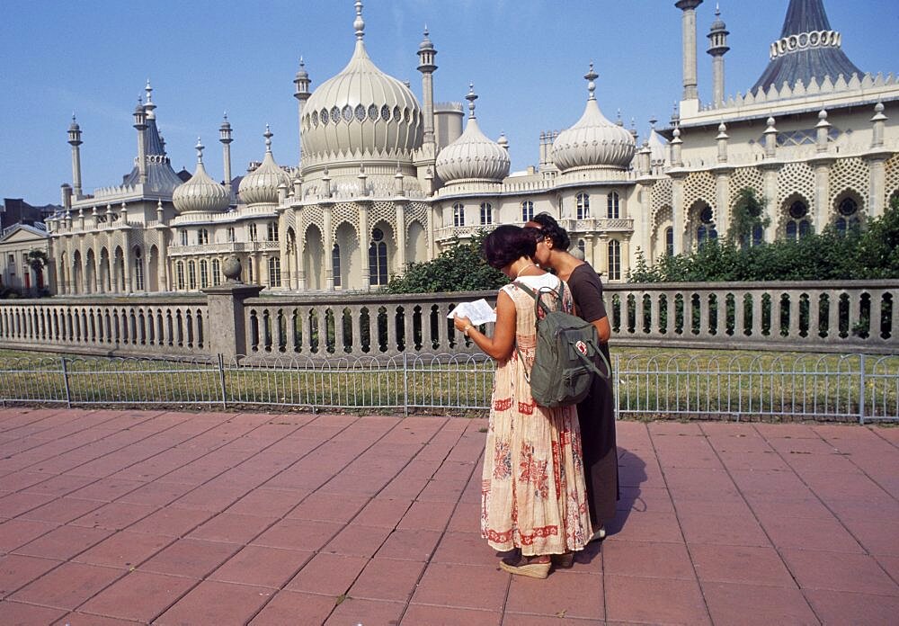 Royal Pavilion and Tourists, Brighton, East Sussex, England, United Kingdom