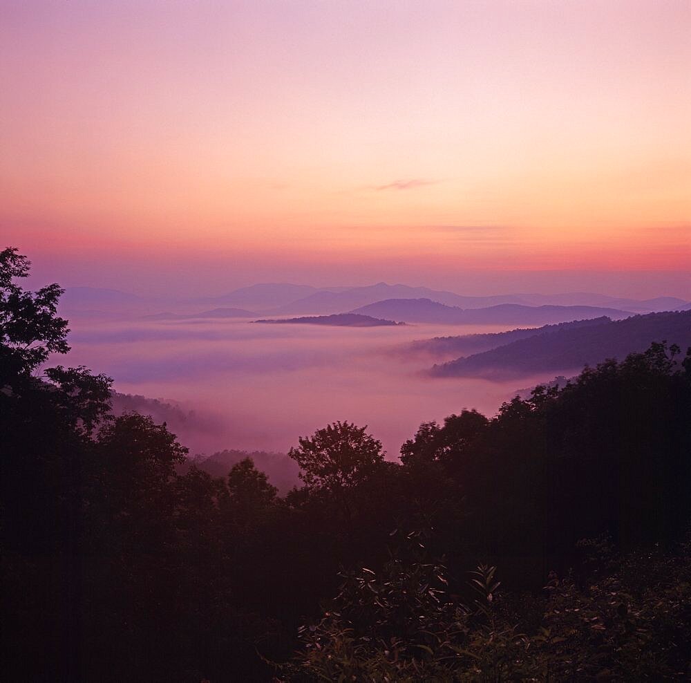 Sunrise on Skyline Drive, Shenandoah National Park, Virginia, United States of America, North America