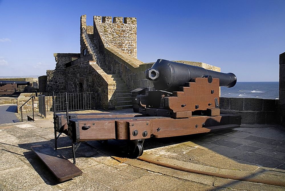 Ireland, County Antrim, Carrickfergus, Castle, A cannon on the castle ramparts