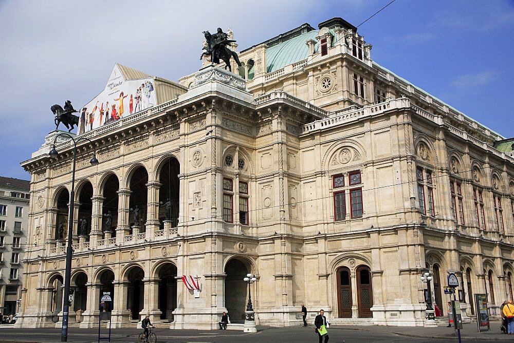 Austria, Vienna, The State Opera House exterior facade.