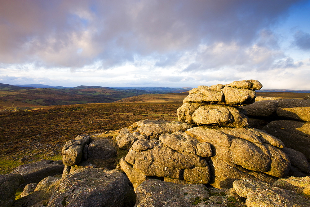 Looking out over Dartmoor National Park from Haytor, Devon, England, United Kingdom, Europe