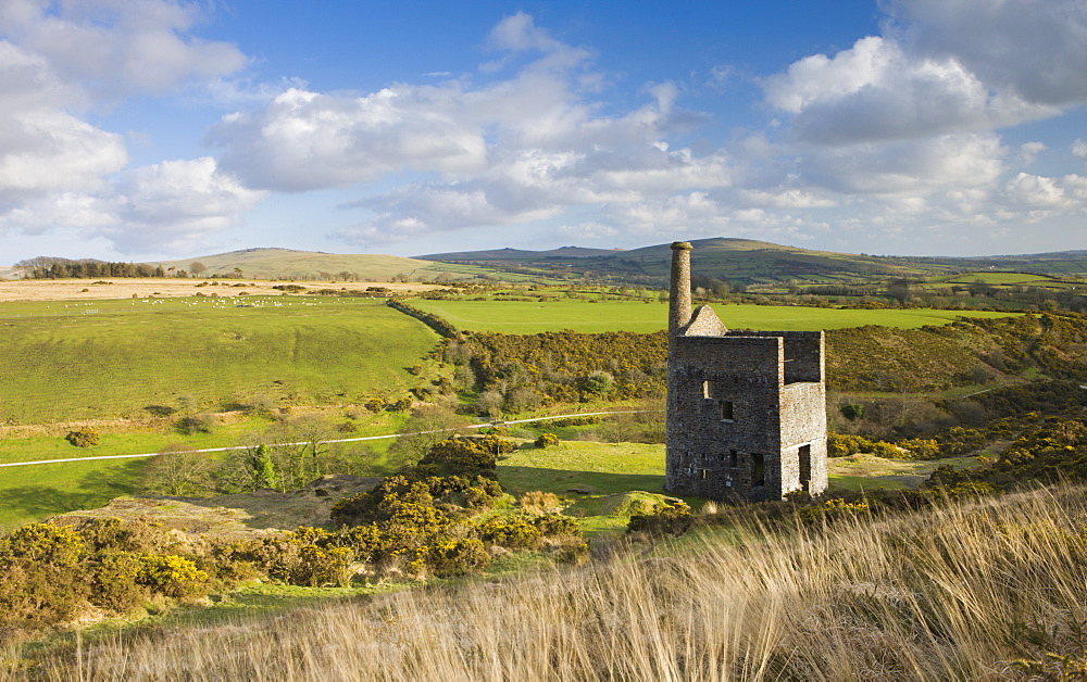 The remains of Wheal Betsy, the engine house of a lead and silver mine on the western fringes of Dartmoor National Park, Devon, England, United Kingdom, Europe