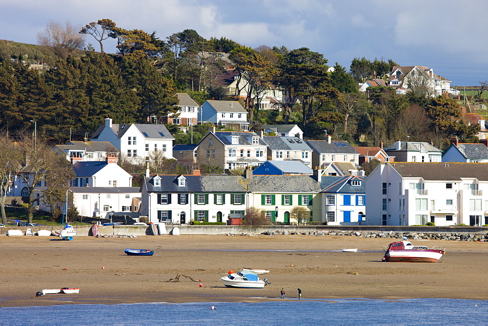 Devon village of Instow from across the water, Devon, England, United Kingdom, Europe