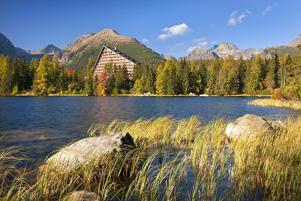 Hotel on Strbske Pleso Lake in the High Tatras, Slovakia, Europe