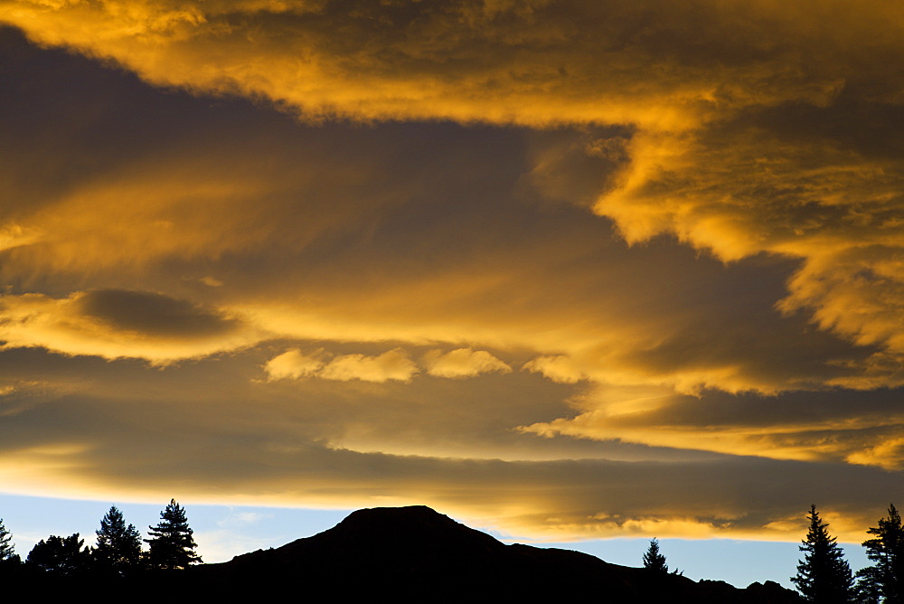 Spectacular cloud formations at sunset over Hanmer Springs, South Island, New Zealand, Pacific