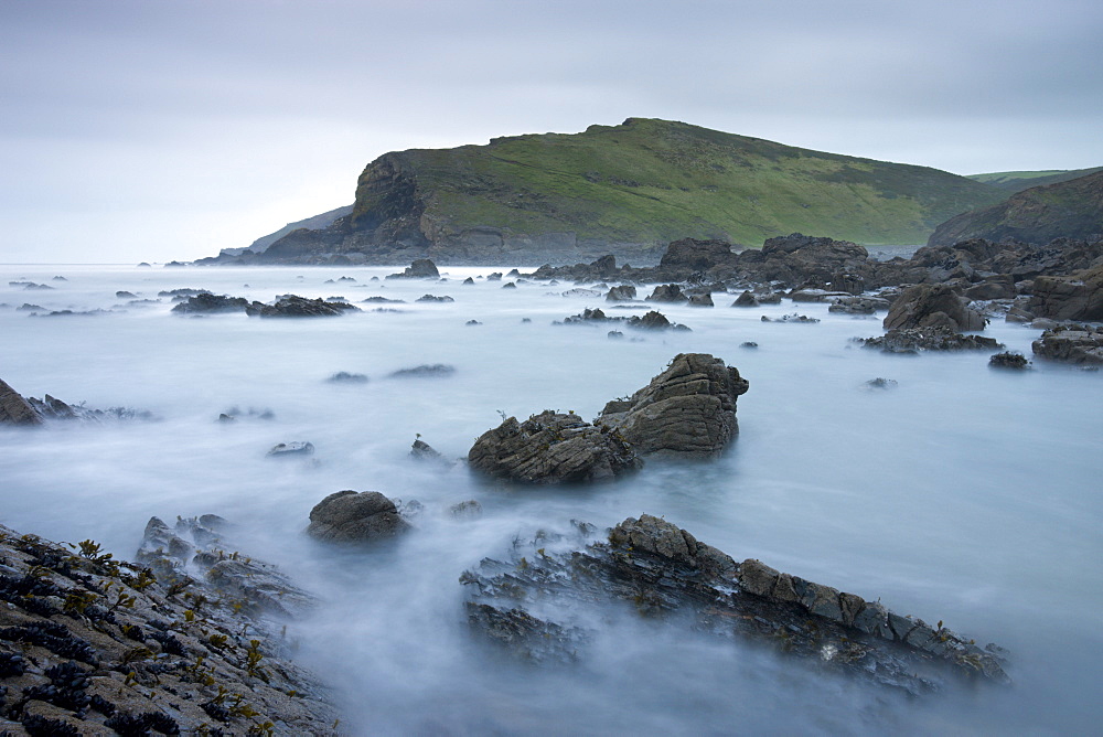 Rocky shores of Duckpool in North Cornwall, England, United Kingdom, Europe