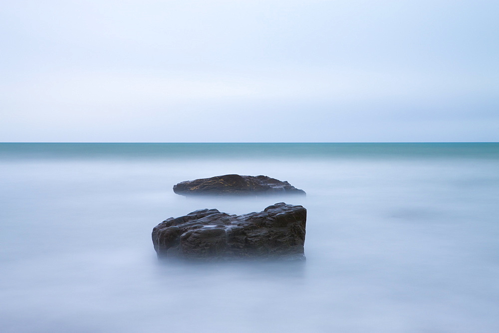 Minimilist seascape at Duckpool in North Cornwall, England, United Kingdom, Europe