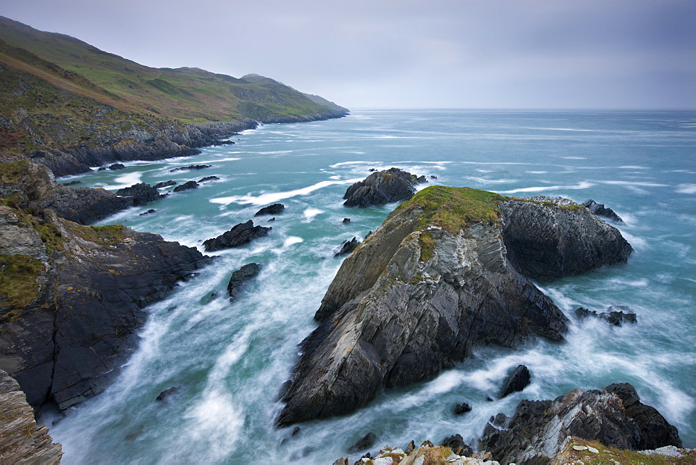 Morte Porte and rocky clifftops, North Devon, England, United Kingdom, Europe