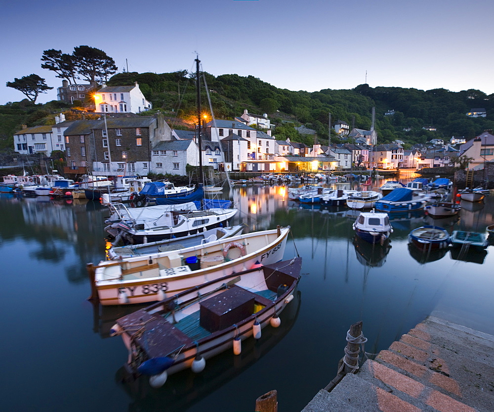 Evening at Polperro Harbour, Polperro, Cornwall, England, United Kingdom, Europe