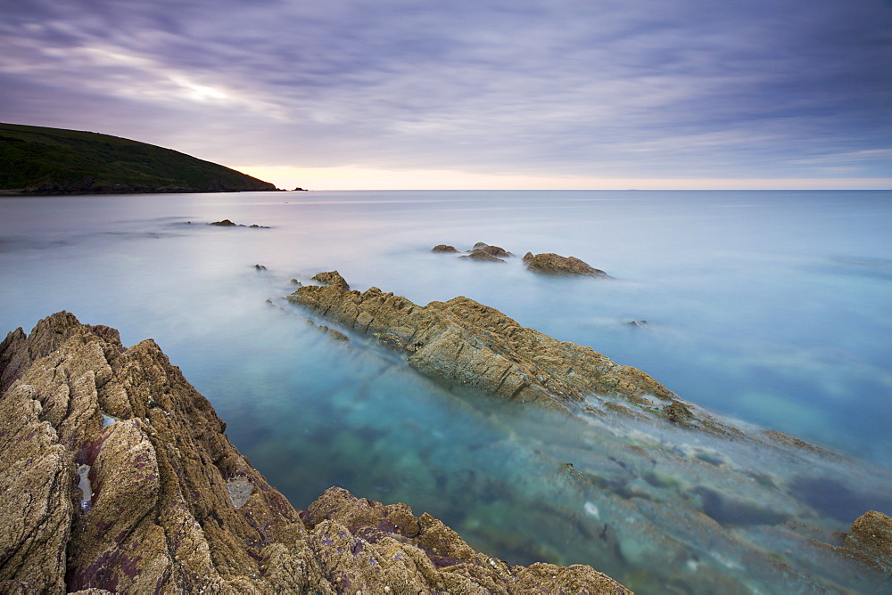 Summer sunrise over Talland Bay, South Cornwall, England, United Kingdom, Europe