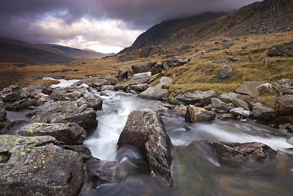 Rocky river in Cwm Idwal, Snowdonia National Park, Wales, United Kingdom, Europe