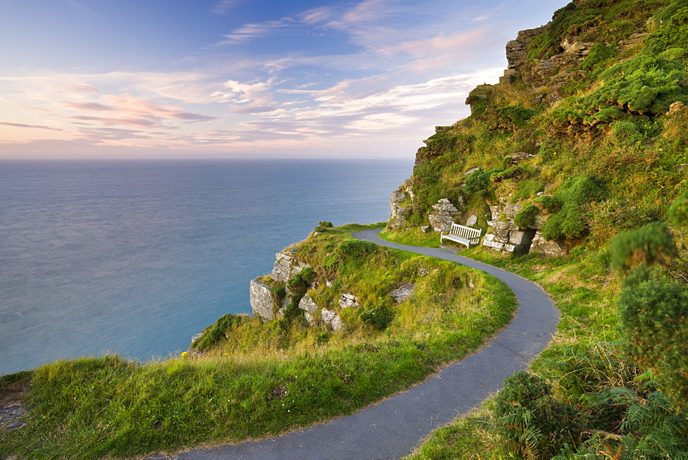 Clifftop footpath at Valley of the Rocks, Exmoor National Park, Devon, England, United Kingdom, Europe