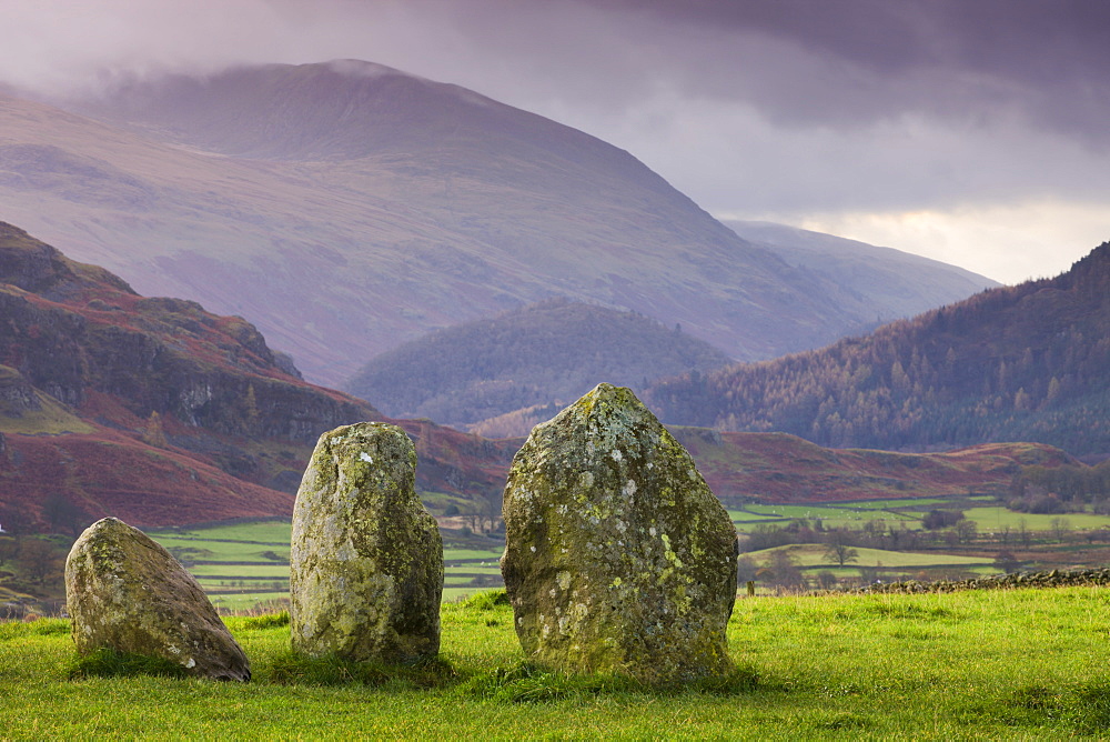 Castlerigg Stone Circle and mountains, Lake District National Park, Cumbria, England, United Kingdom, Europe