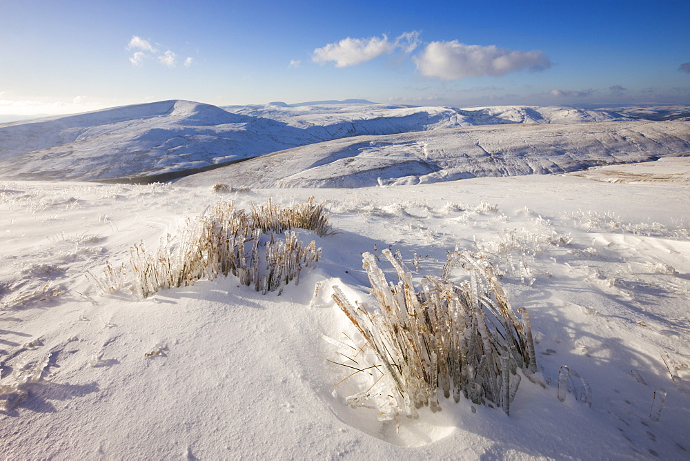 Snow covered slopes of Pen-y-Fan mountain in the Brecon Beacons National Park, Powys, Wales, United Kingdom, Europe