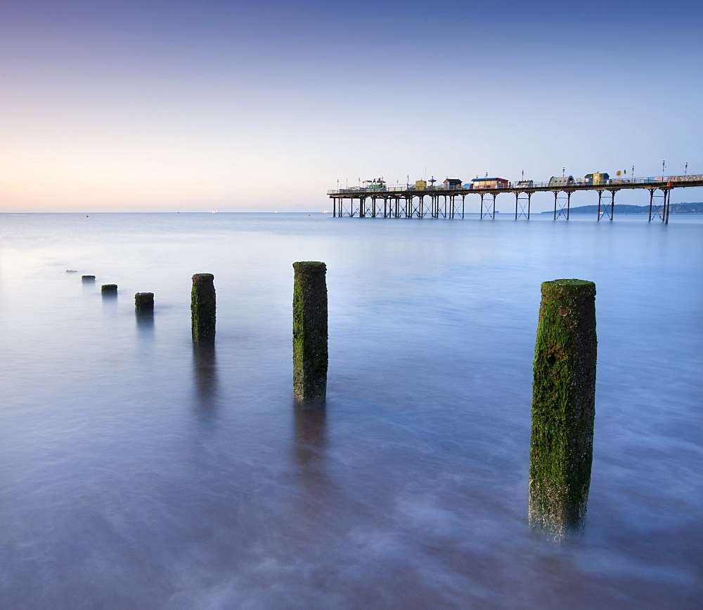 Teignmouth Pier and coastal defences at Teignmouth, South Devon, England, United Kingdom, Europe