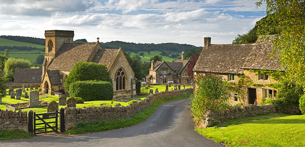 Picturesque Snowshill church and village, Snowshill, Cotswolds, Gloucestershire, England, United Kingdom, Europe