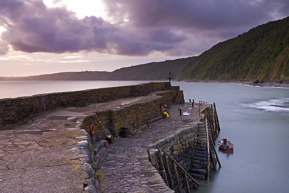 Stone harbour wall at Clovelly, North Devon, England, United Kingdom, Europe 