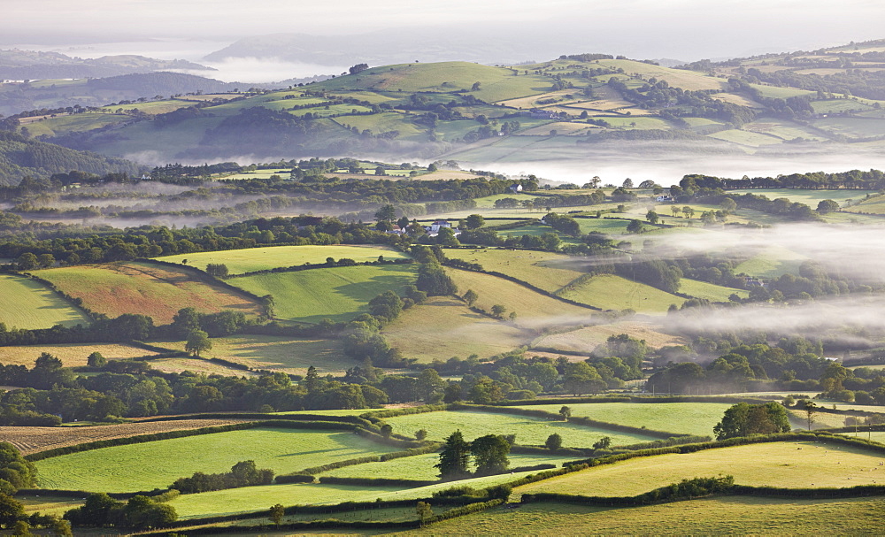 Rolling countryside view to Capel Gwynfe, Brecon Beacons National Park, Carmarthenshire, Wales, United Kingdom, Europe 