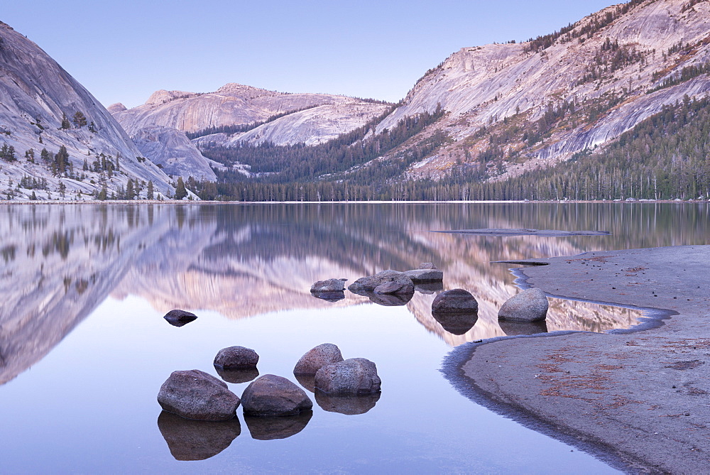 Tranquil evening tones at Tenaya Lake, Yosemite National Park, UNESCO World Heritage Site, California, United States of America, North America