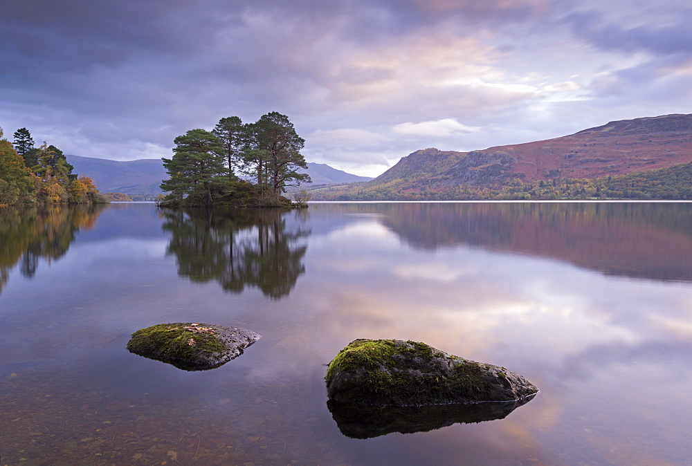 Dawn skies over Derwent Water, Lake District National Park, Cumbria, England, United Kingdom, Europe