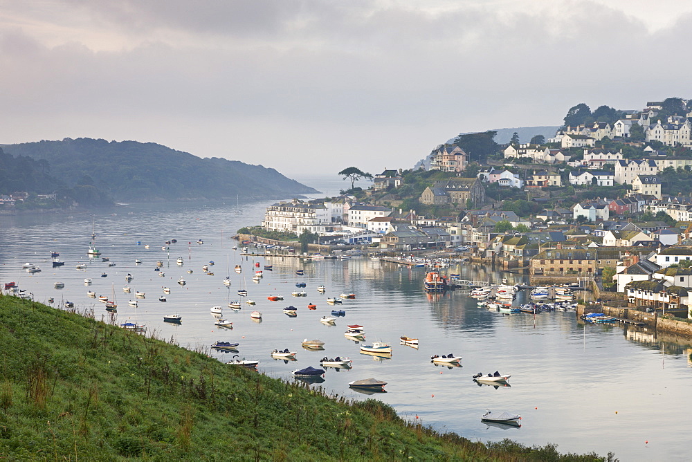 Misty morning over Salcombe viewed from Snapes Point, South Hams, Devon, England, United Kingdom, Europe