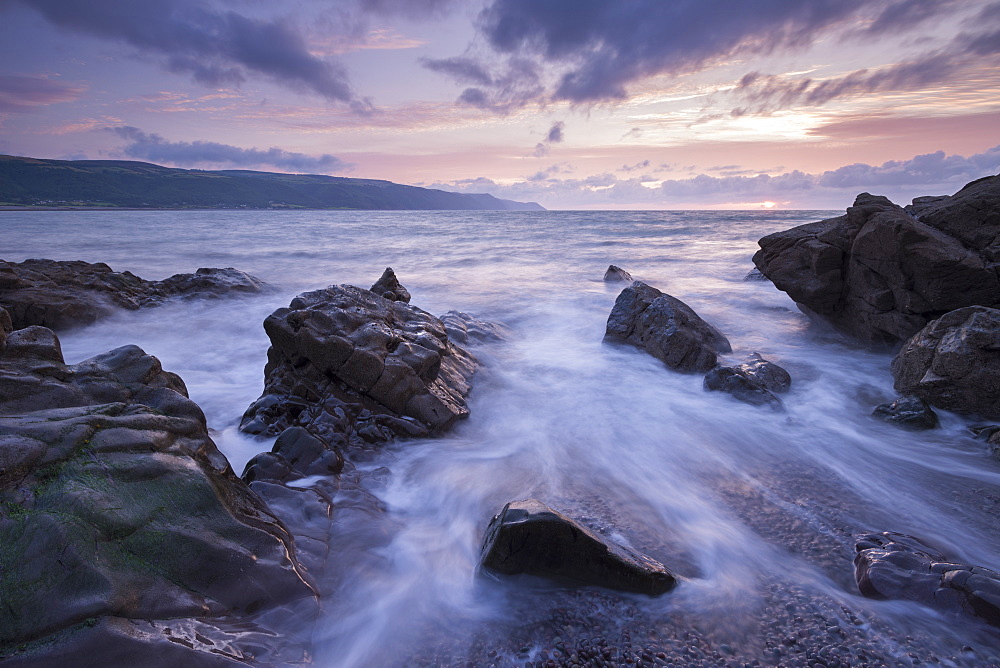 Sunset over Porlock Bay, Exmoor National Park, Somerset, England, United Kingdom, Europe