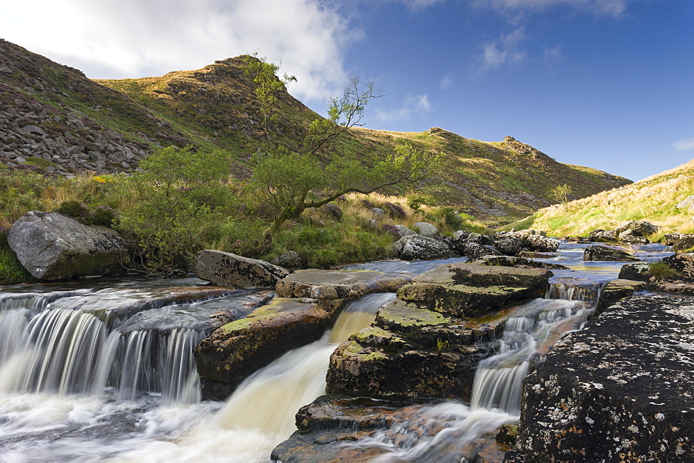 The rocky River Tavy flowing swiftly along Tavy Cleave in Dartmoor National Park, Devon, England, United Kingdom, Europe