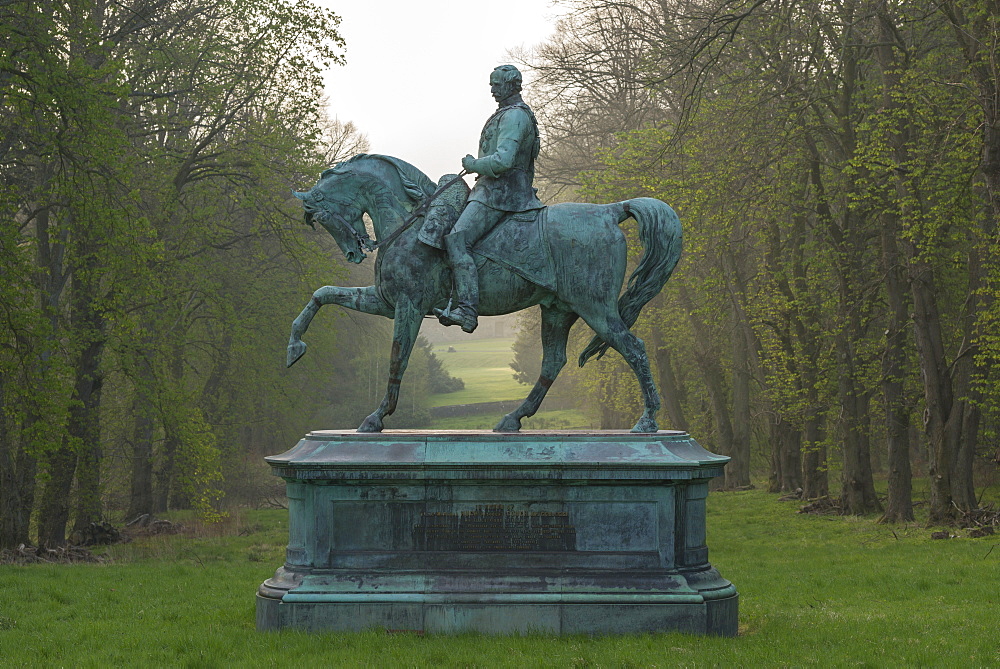 Magnificent statue of Field Marshall Hugh Viscount Gough in the ground of Chillingham Castle, Northumberland, England, United Kingdom, Europe