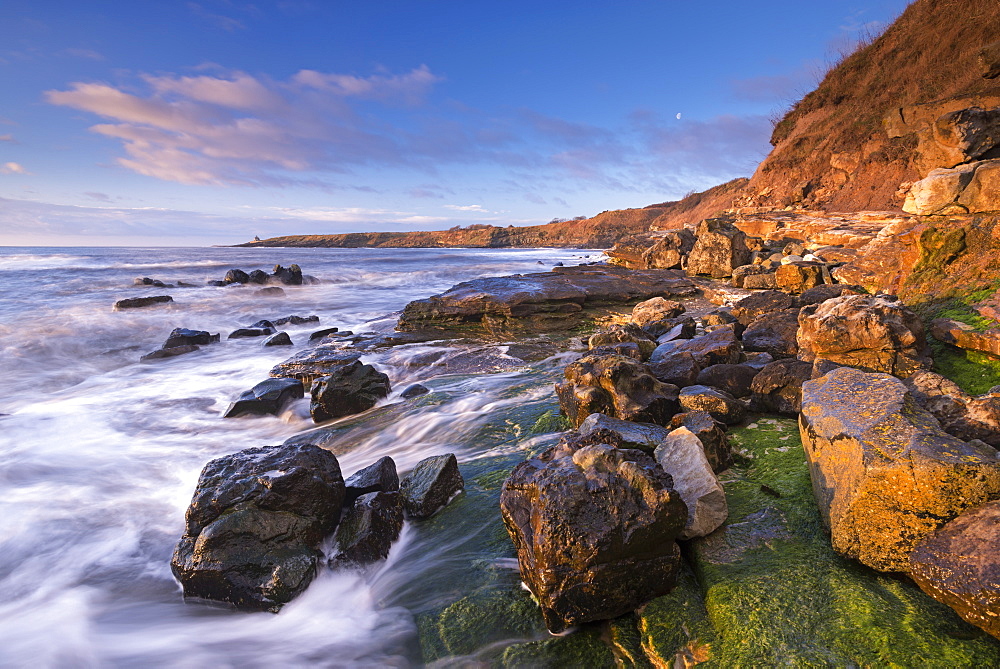 Rocky coastline at Cullernose Point on the Northumberland coast, Northumberland, England, United Kingdom, Europe