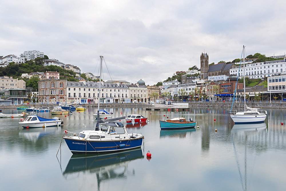 Boats moored in the harbour at Torquay, South Devon, England, United Kingdom, Europe