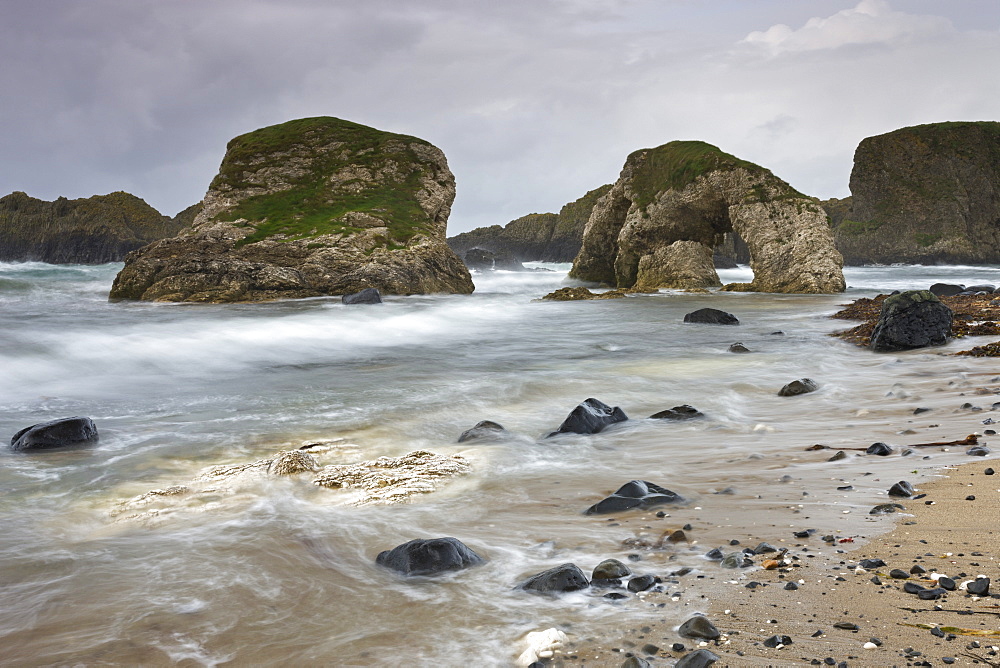 Dramatic coastline of Ballintoy on the Causeway Coast, County Antrim, Ulster, Northern Ireland, United Kingdom, Europe