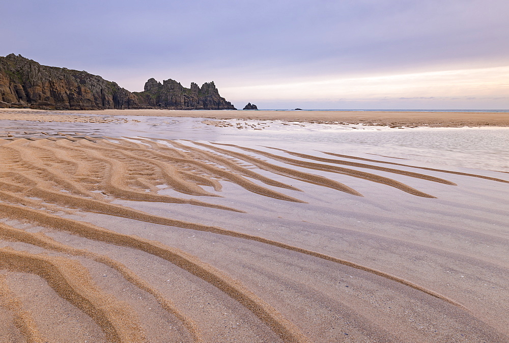 Pednvounder Beach at low tide, Cornwall, England, United Kingdom, Europe