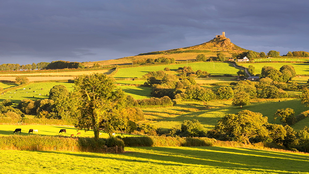 Brentor Church above rolling Dartmoor countryside, Devon, England, United Kingdom, Europe