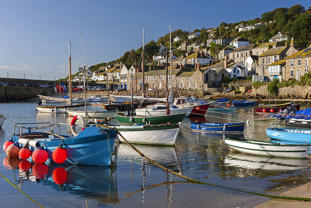 Boats in Mousehole harbour, Cornwall, England, United Kingdom, Europe