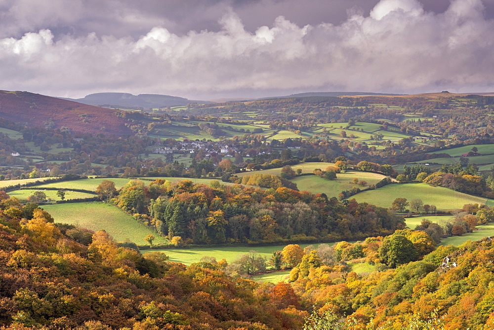 Beautiful autumn colours over the rolling countryside of Dartmoor National Park, Devon, England, United Kingdom, Europe