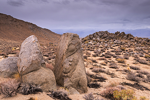 Split rock in the Buttermilk Hills near Bishop, California, United States of America, North America