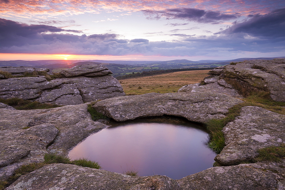 Kestor Rock at sunrise, Dartmoor National Park, Devon, England, United Kingdom, Europe