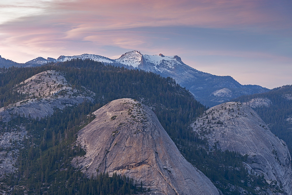 North Dome and Basket Dome with snow covered Mount Hoffmann beyond, Yosemite National Park, UNESCO World Heritage Site, California, United States of America, North America