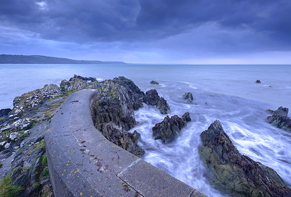 Coastal defences at Hannafore Beach near Looe, Cornwall, England, United Kingdom, Europe