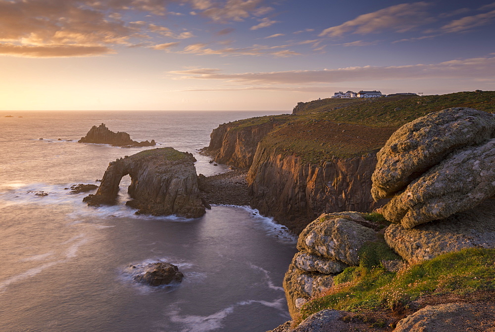 Dramatic coastal scenery at sunset, Land's End, Cornwall, England, United Kingdom, Europe