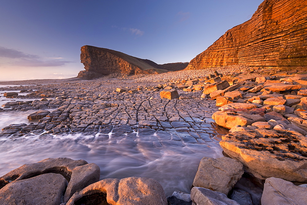 Dramatic coastal geology at Nash Point on the Glamorgan Heritage Coast, South Wales, United Kingdom, Europe