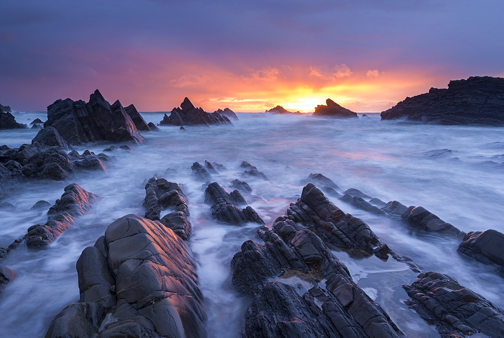 Dramatic coastal scenery at Hartland Quay in North Devon, England, United Kingdom, Europe