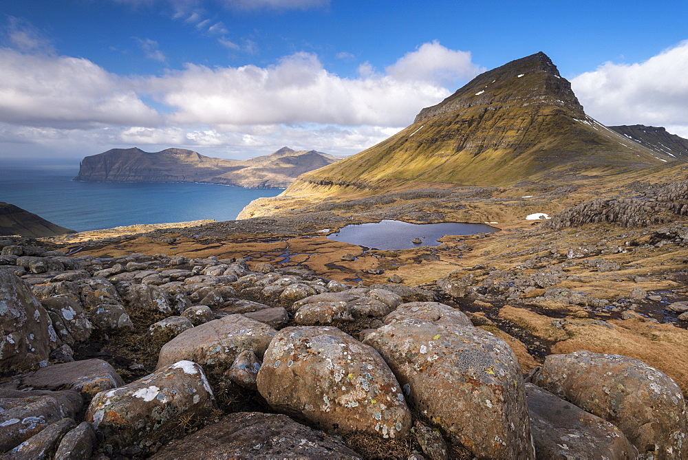 Mountain views from the slopes of Sornfelli in the Faroe Islands, Denmark, Europe