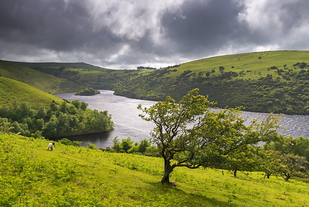 Storm filled sky above Meldon Reservoir in Dartmoor National Park, Devon, England, United Kingdom, Europe