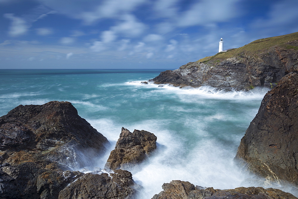 Trevose Head lighthouse on the north coast of Cornwall, England, United Kingdom, Europe